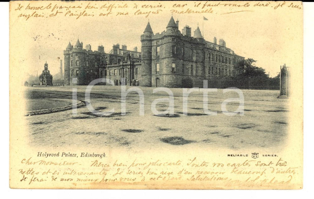 Cartolina originale da collezione 1904 EDINBURGH UK Holyrood Palace VINTAGE postcard FP VG 1