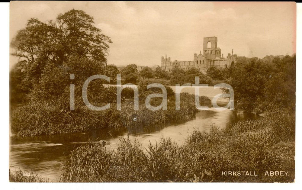 Cartolina originale da collezione 1910 ca LEEDS UK Kirkstall Abbey VINTAGE postcard 1