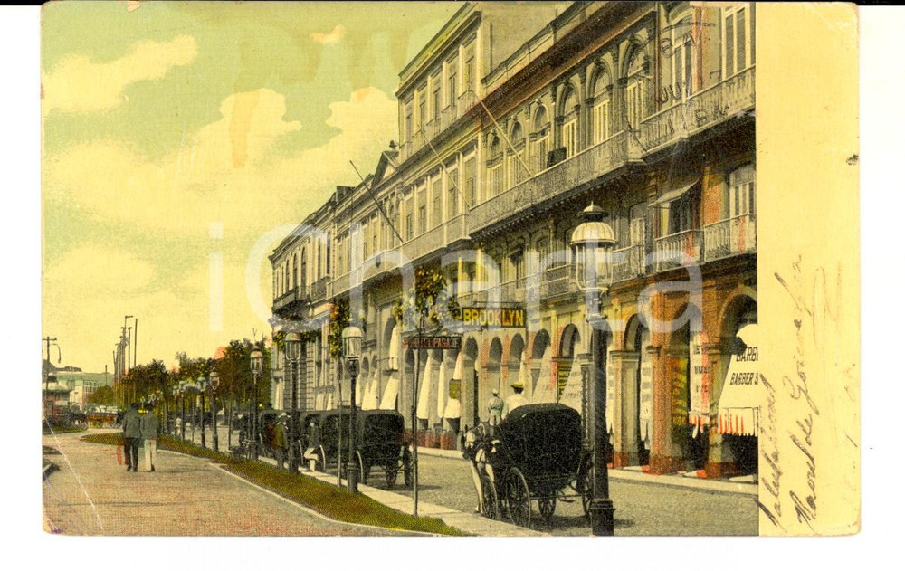 Cartolina originale da collezione 1908 LA HABANA CUBA Veduta di una via del centro Tarjeta postal VINTAGE 1