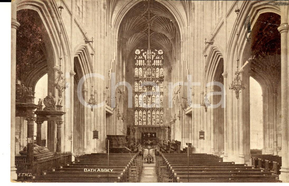 Cartolina originale da collezione 1911 BATH UK Interno dell abbazia Cartolina postale VINTAGE FP VG 1