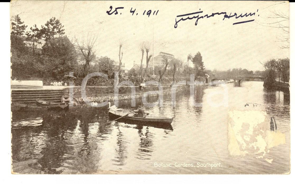 Cartolina originale da collezione 1911 SOUTHPORT UK Botanic Gardens VINTAGE postcard ANIMATED 1