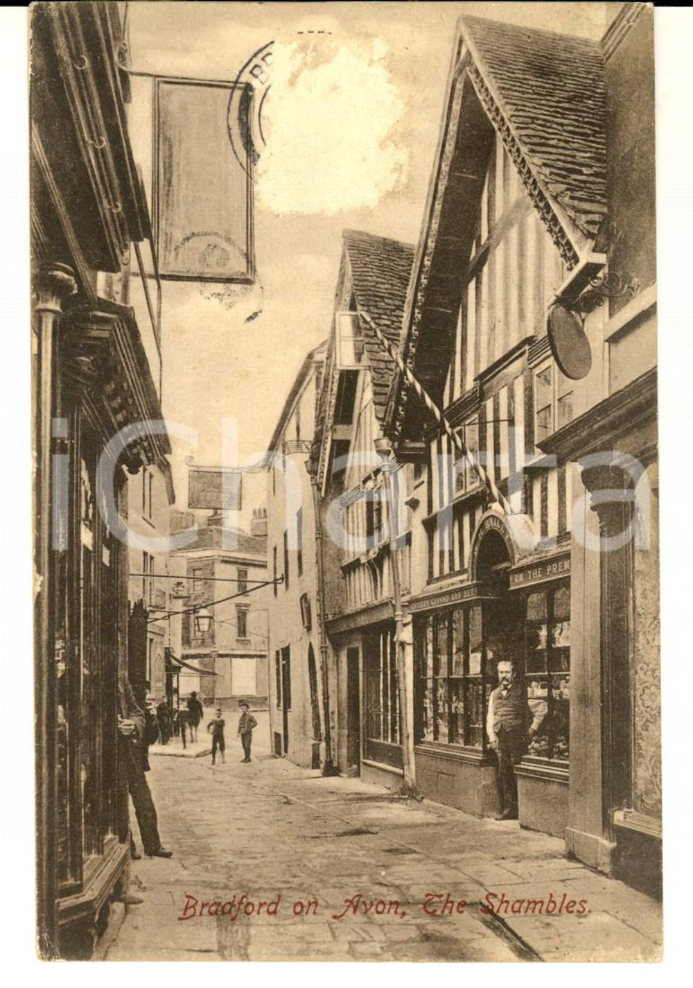 Cartolina originale da collezione 1911 BRADFORDONAVON UK The Shambles Cartolina postale 1