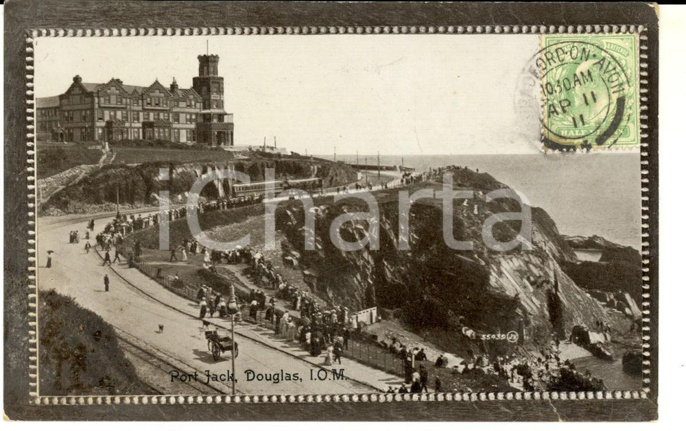 Cartolina originale da collezione 1911 DOUGLAS Isola di Man, UK Port Jack Cartolina postale VINTAGE FP VG 1