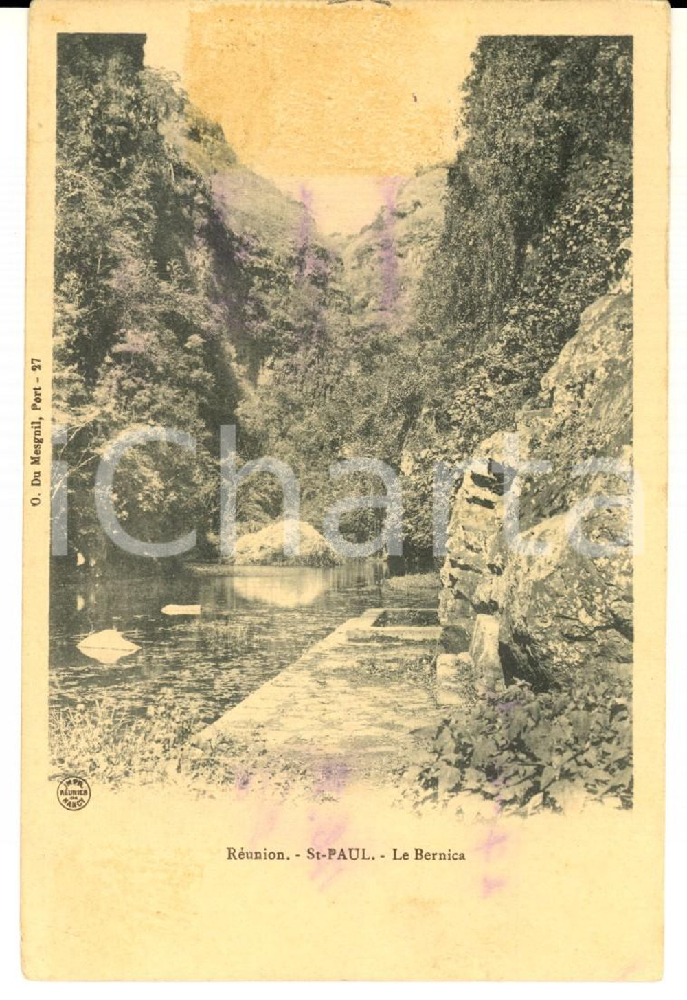 Cartolina originale da collezione 1913 ILE DE LA REUNION Le Bernica Carte postale VINTAGE 1