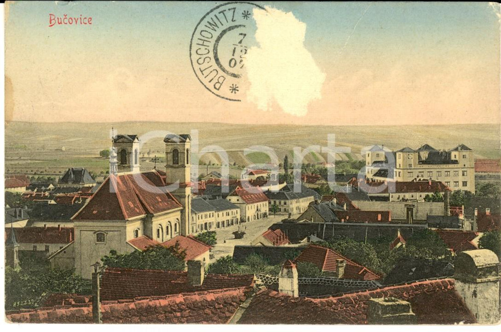Cartolina originale da collezione 1907 BUCOVICE CZ Veduta panoramica Cartolina postale VINTAGE 1