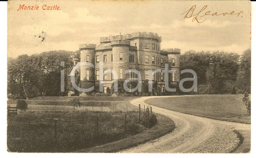 Cartolina originale da collezione 1908 MONZIE CASTLE Perthshire, UK Veduta Cartolina postale VINTAGE FP VG 1