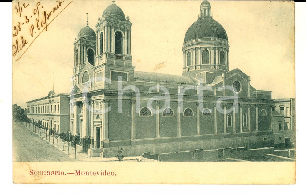Cartolina originale da collezione 1905 MONTEVIDEO URUGUAY Seminario Cartolina postale FP VG 1