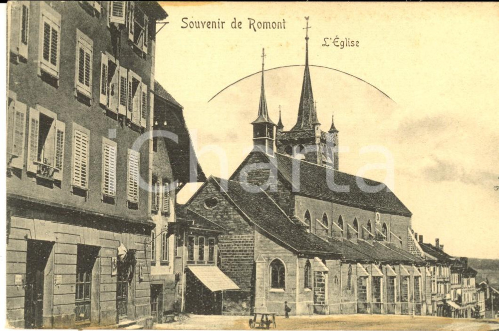 Cartolina originale da collezione 1900 ca ROMONT D La chiesa Cartolina postale  VINTAGE 1