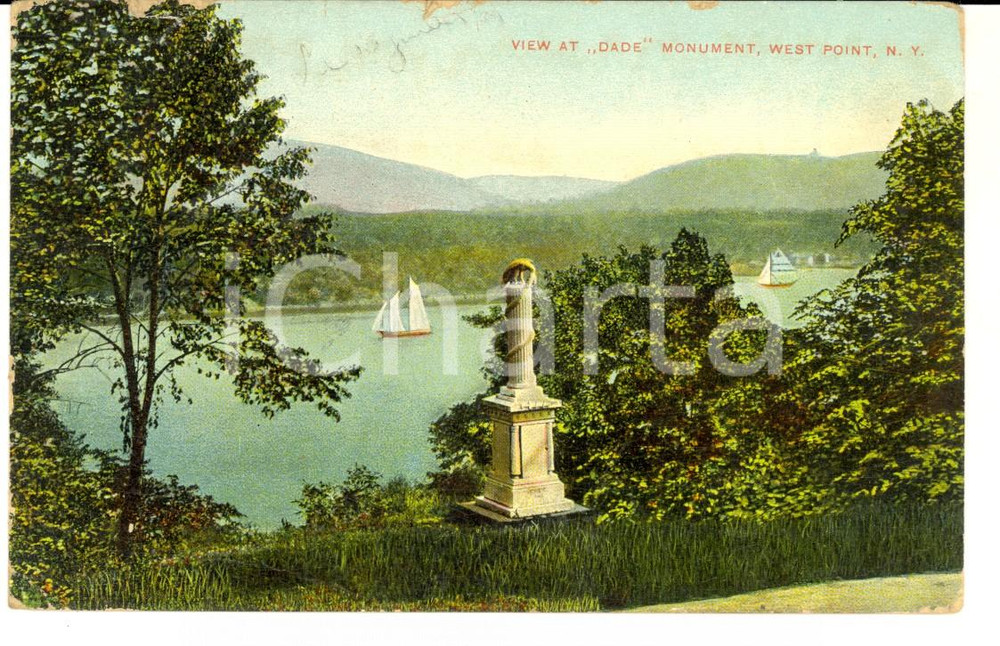 Cartolina originale da collezione 1904 NEW YORK View at Dade Monument  WEST POINT VINTAGE postcard 1
