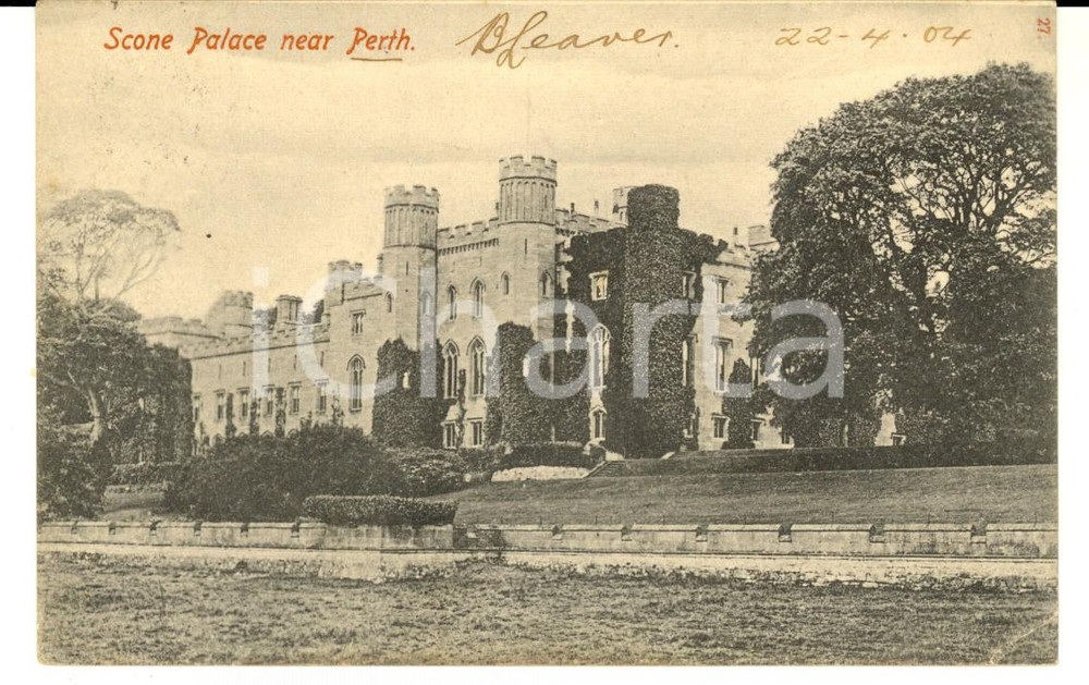 Cartolina originale da collezione 1904 PERTH UK Scone Palace VINTAGE postcard FP VG 1