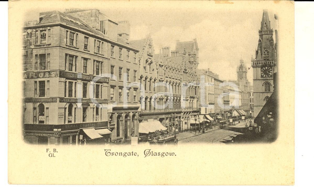 Cartolina originale da collezione 1900 ca GLASGOW UK Trongate VINTAGE postcard ANIMATED 1