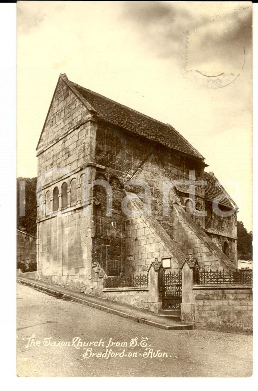 Cartolina originale da collezione 1912 BRADFORDONAVON UK The Saxon Church VINTAGE postcard 1