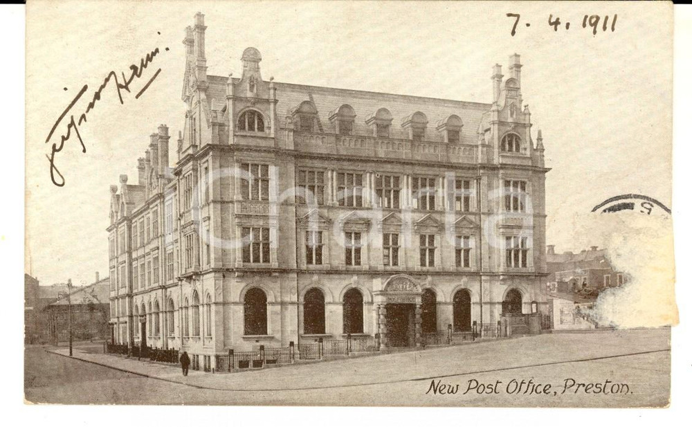 Cartolina originale da collezione 1911 PRESTON UK New post office VINTAGE postcard 1