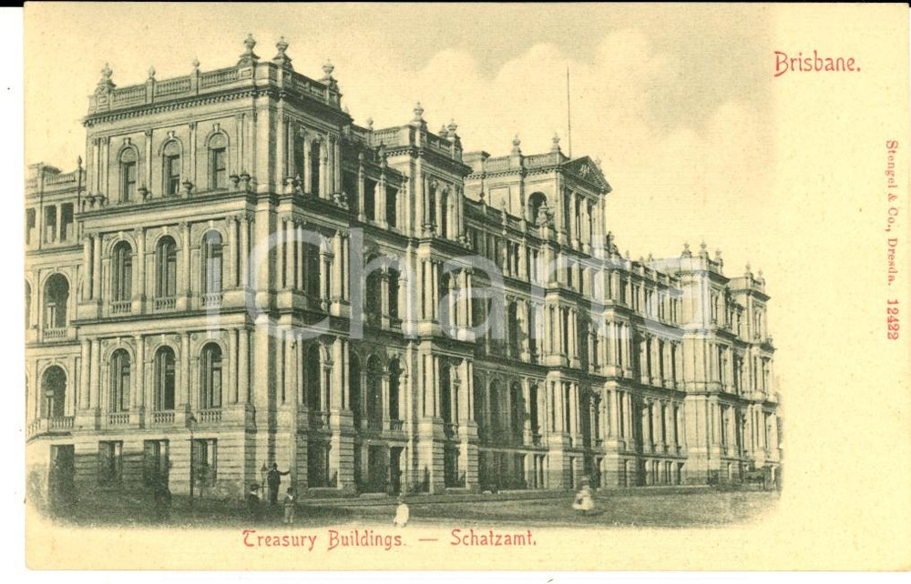 Cartolina originale da collezione 1900 ca BRISBANE AUSTRALIA Treasury Buildings Cartolina postale FP NV 1