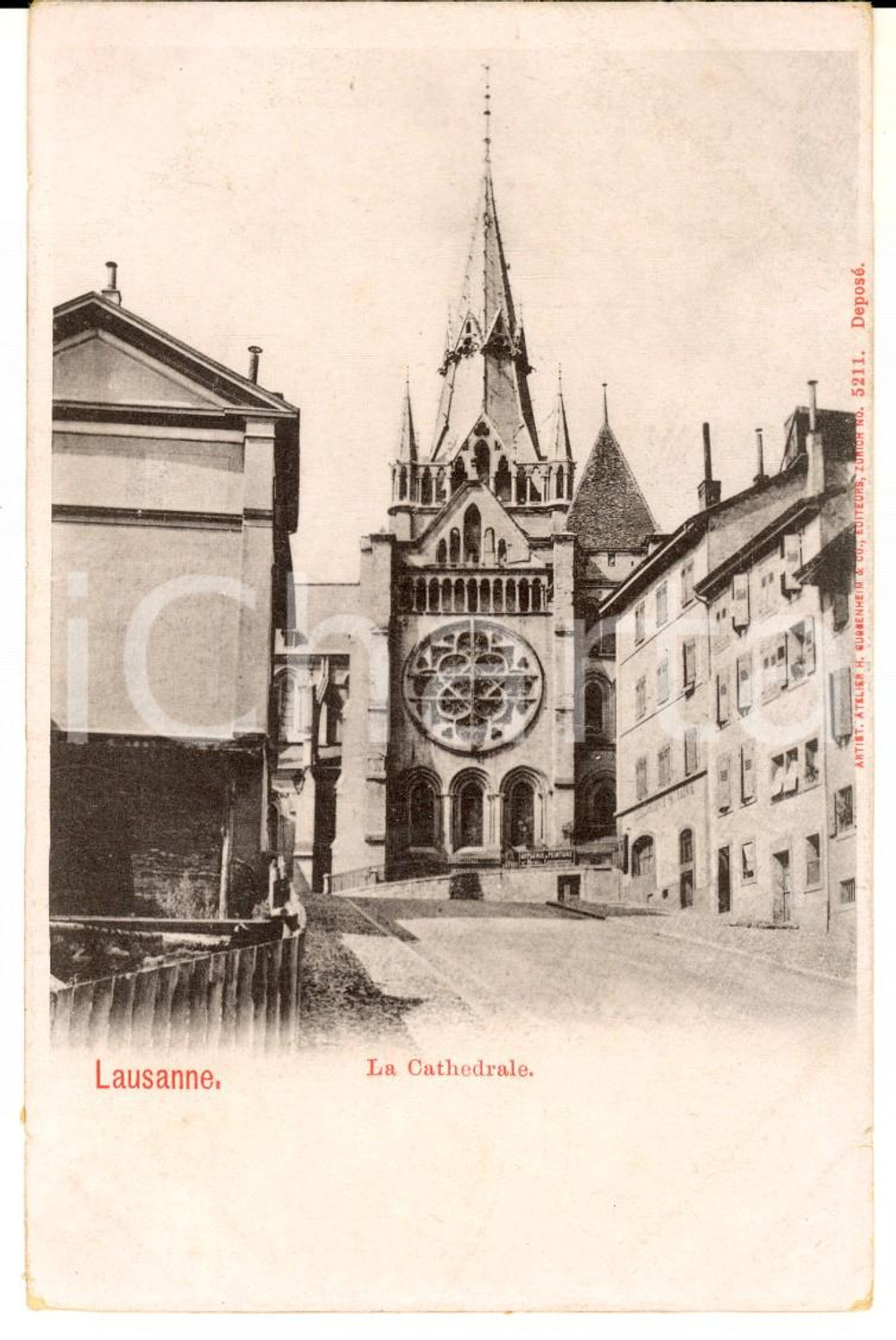 Cartolina originale da collezione 1900 ca LAUSANNE CH La cathÃ©drale Carte postale VINTAGE FP NV 1
