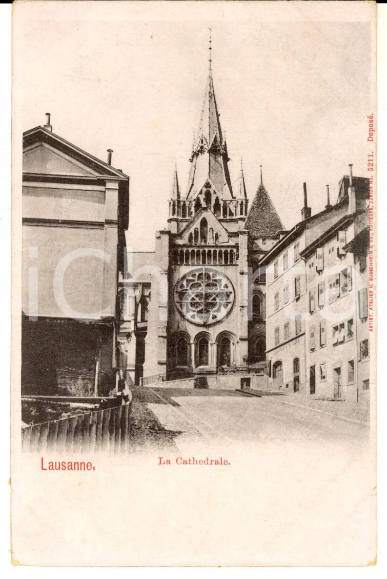 Cartolina originale da collezione 1900 ca LAUSANNE CH La cathÃ©drale Carte postale VINTAGE FP NV 1