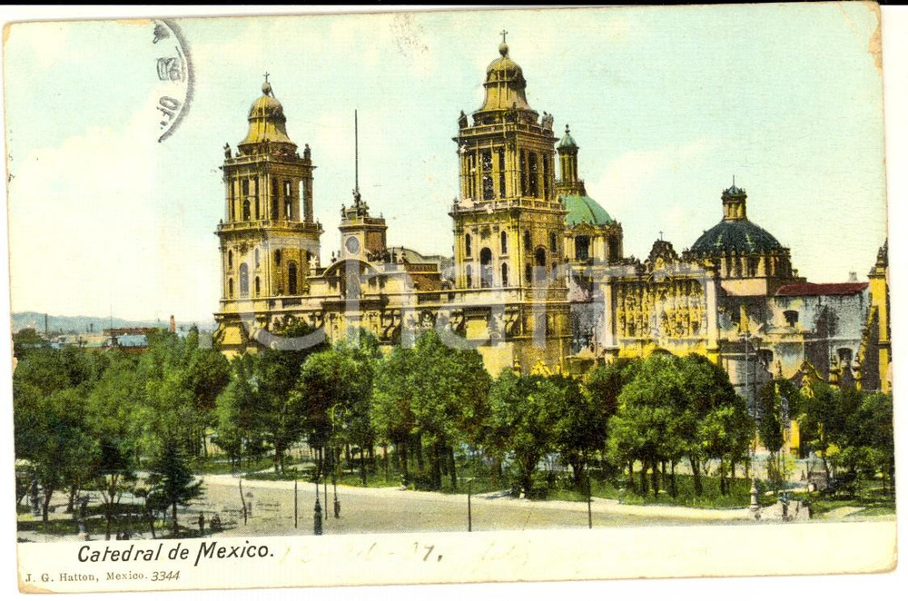 Cartolina originale da collezione 1910 MEXICO CITY Catedral Cartolina postale VINTAGE FP VG 1