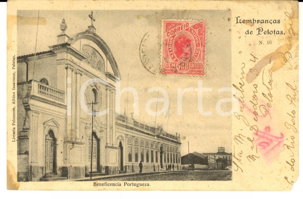 Cartolina originale da collezione 1904 PELOTAS BRAZIL Beneficencia portugueza Cartolina VINTAGE 1