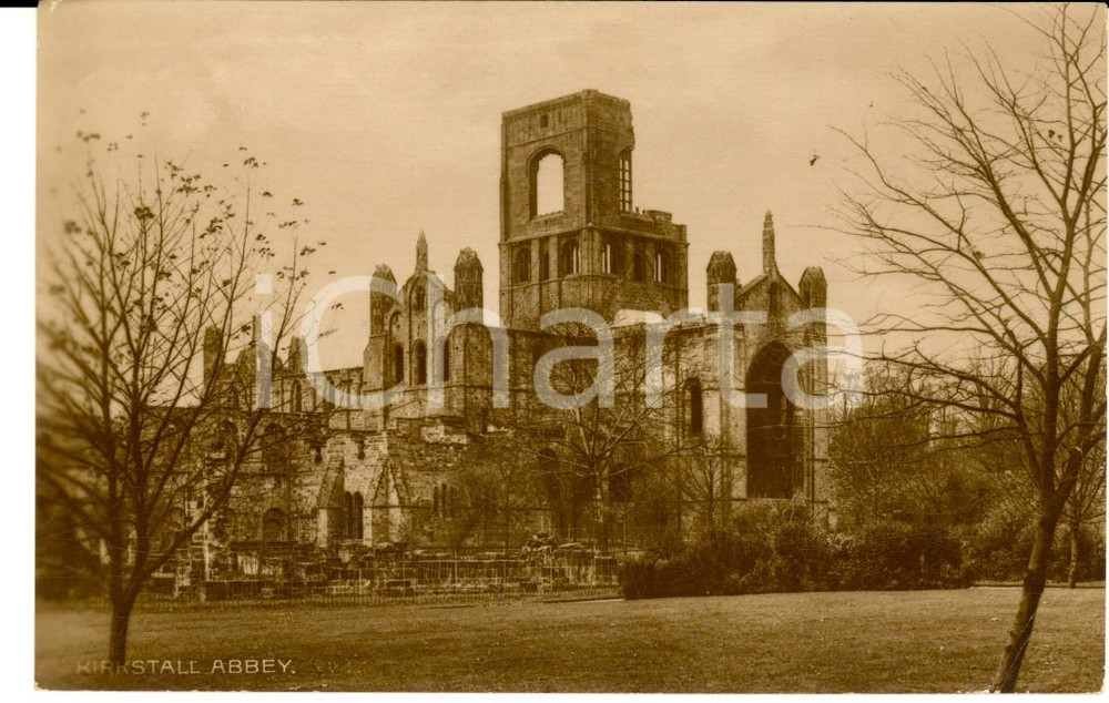 Cartolina originale da collezione 1905 ca LEEDS UK Kirkstall Abbey VINTAGE postcard 1