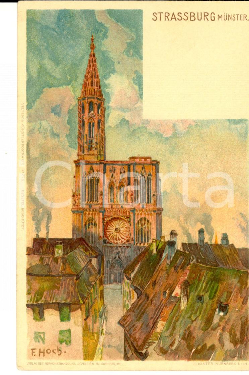 Cartolina originale da collezione 1900 ca STRASSBURG Muenster VINTAGE postcard ill. F. HOCH 1