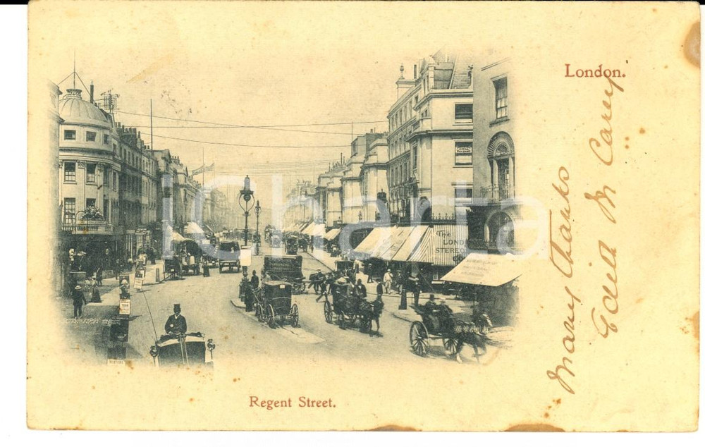 Cartolina originale da collezione 1903 LONDON UK Regent Street VINTAGE postcard ANIMATED 1