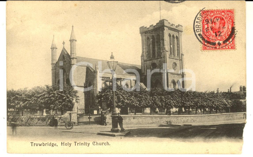 Cartolina originale da collezione 1912 TROWBRIDGE UK Holy Trinity Church VINTAGE postcard 1