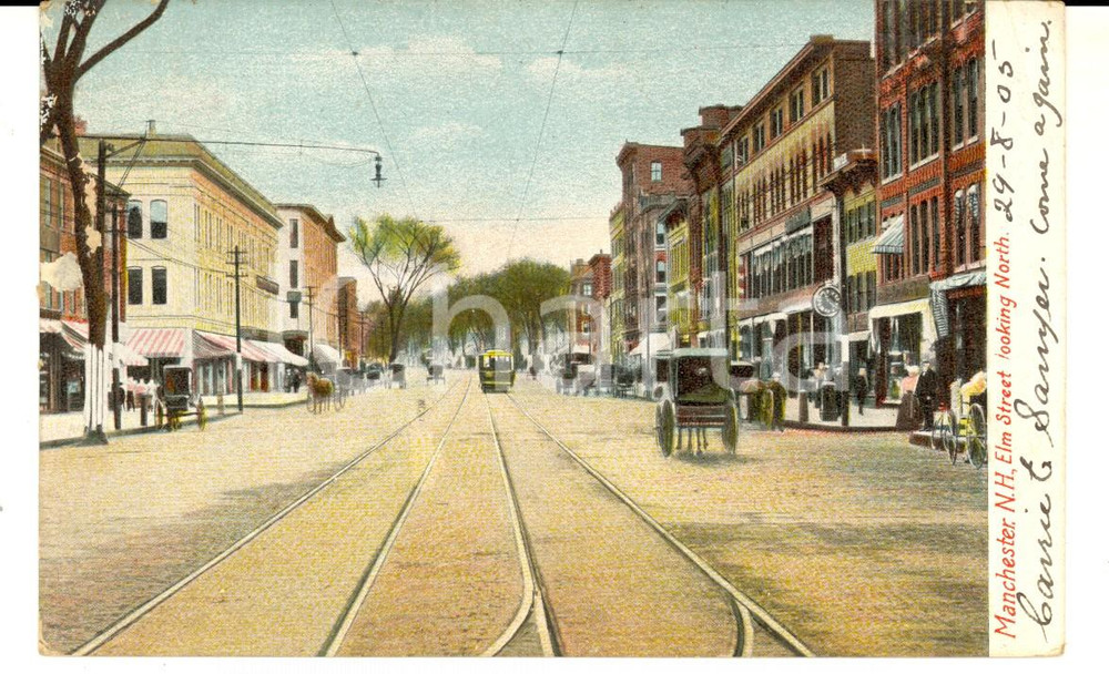 Cartolina originale da collezione 1905 MANCHESTER UK Elm Street looking north VINTAGE postcard ILLUSTRATED 1