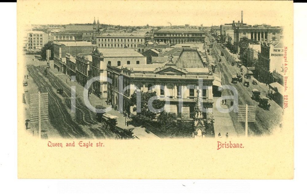 Cartolina originale da collezione 1900 ca BRISBANE AUSTRALIA Queen and Eagle street Cartolina postale FP NV 1