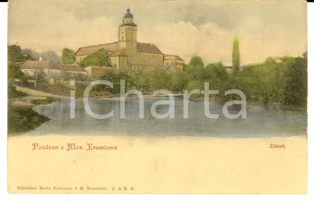 Cartolina originale da collezione 1900 ca CESKY KRUMLOV CZ Veduta panoramica Cartolina postale VINTAGE 1