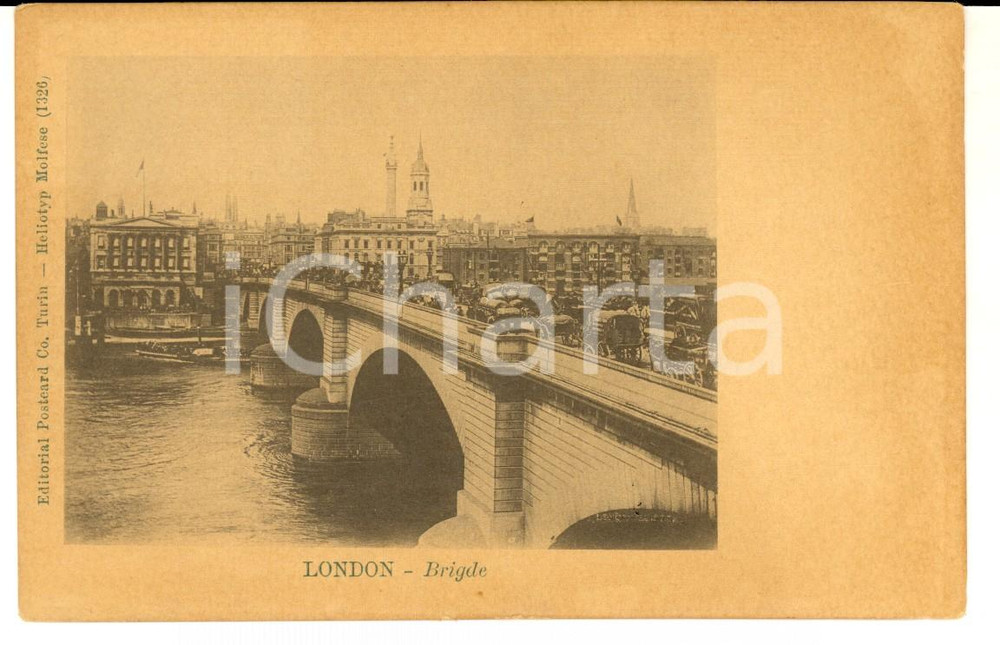 Cartolina originale da collezione 1900 ca LONDON UK Bridge VINTAGE ANIMATED postcard 1