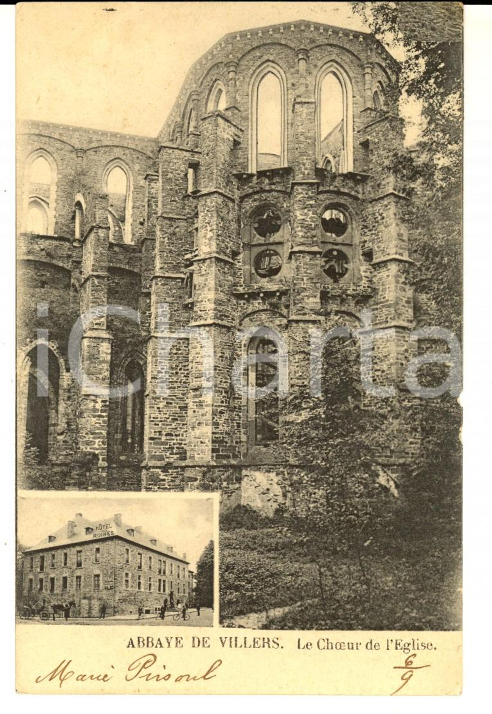 Cartolina originale da collezione 1908 VILLERS FRANCE Abbaye  Le Choeur de l Eglise Carte postale VINTAGE 1