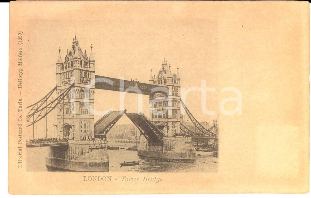 Cartolina originale da collezione 1900 ca LONDON UK Tower Bridge VINTAGE postcard 1