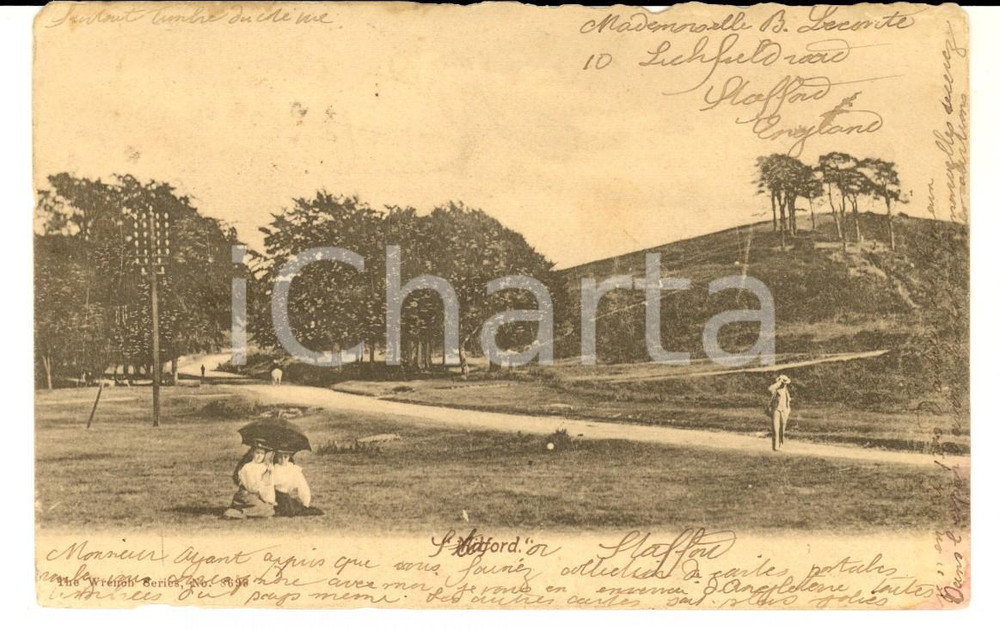 Cartolina originale da collezione 1907 MILFORD UK Veduta di campagna Cartolina animata con giovani donne 1