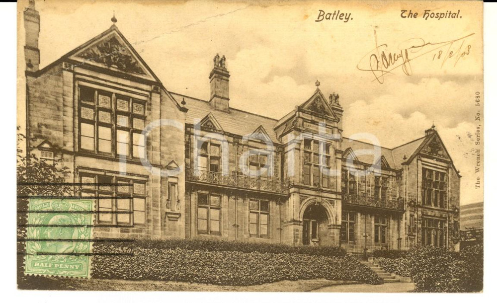 Cartolina originale da collezione 1908 BATLEY UK The hospital  VINTAGE postcard 1