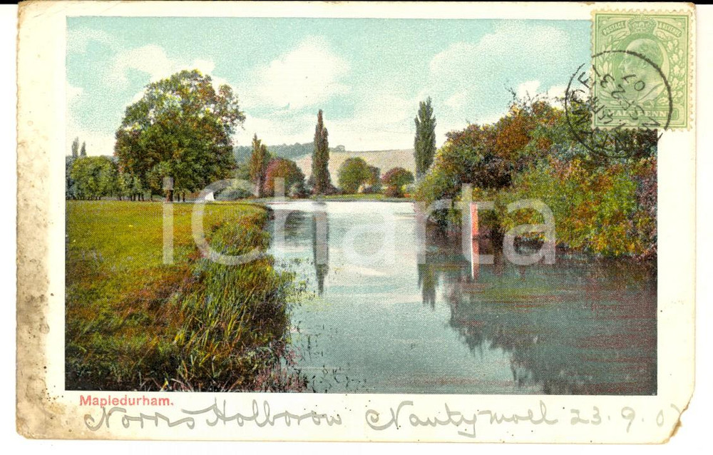 Cartolina originale da collezione 1907 MAPLEDURHAM UK Veduta panoramica Cartolina ILLUSTRATA DANNEGGIATA 1