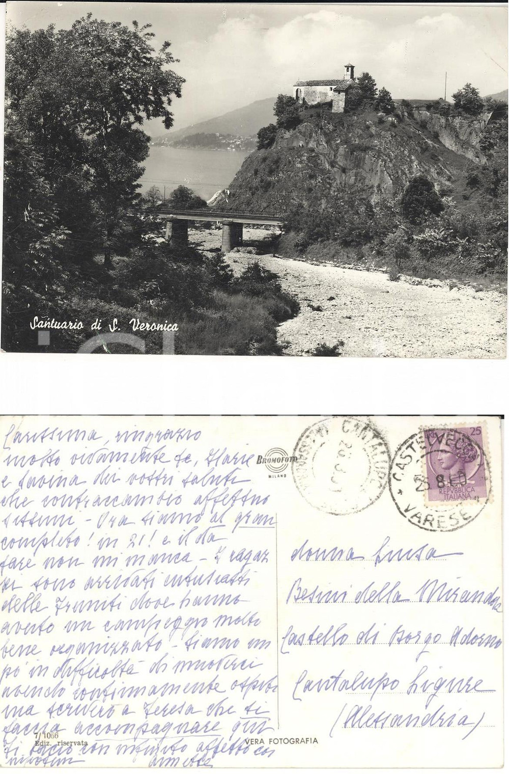 Cartolina originale da collezione 1960 CASTELVECCANA VA Chiesa di SANTA VERONICA Cartolina Anna BESINI LITTA 1