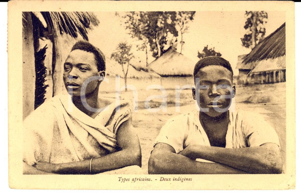 Cartolina originale da collezione 1953 COSTUMI AFRICA Due giovani indigeni Cartolina postale FP VG 1
