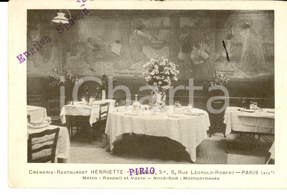 Cartolina originale da collezione 1950 ca PARIS XIVe CrÃ©merie HENRIETTERIBAUT Carte postale PUBLICITAIRE 1
