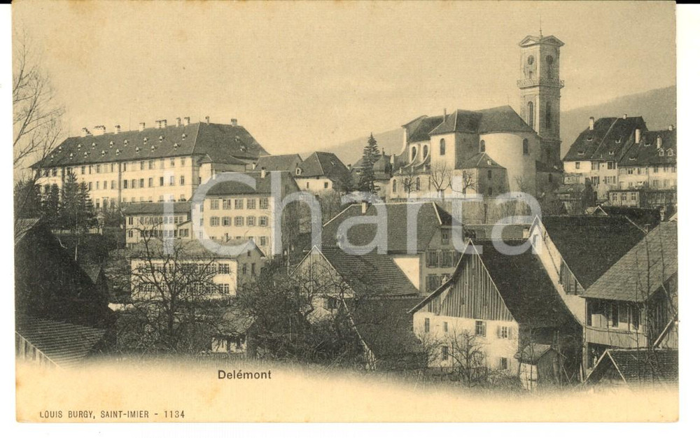 Cartolina originale da collezione 1900 ca DELEMONT CH Vue de la ville Carte postale VINTAGE FP NV 1