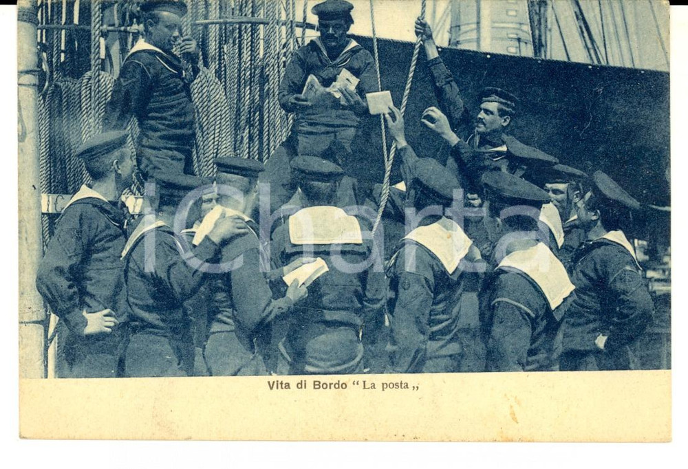 Cartolina originale da collezione 1926 REGIA MARINA VIta di bordo  Arrivo della posta ai marinai Cartolina FP VG 1