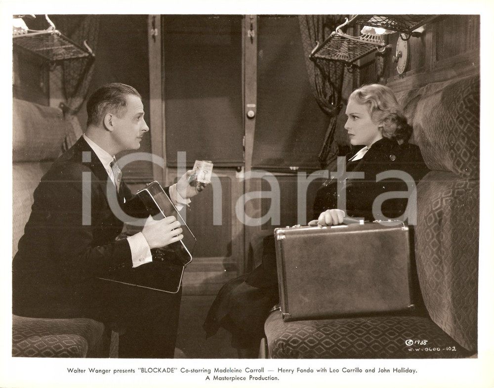 Fotografia d epoca originale 1938 BLOCKADE John HALLIDAY Madeleine CARROLL sul treno Foto 25 x 20 cm 1