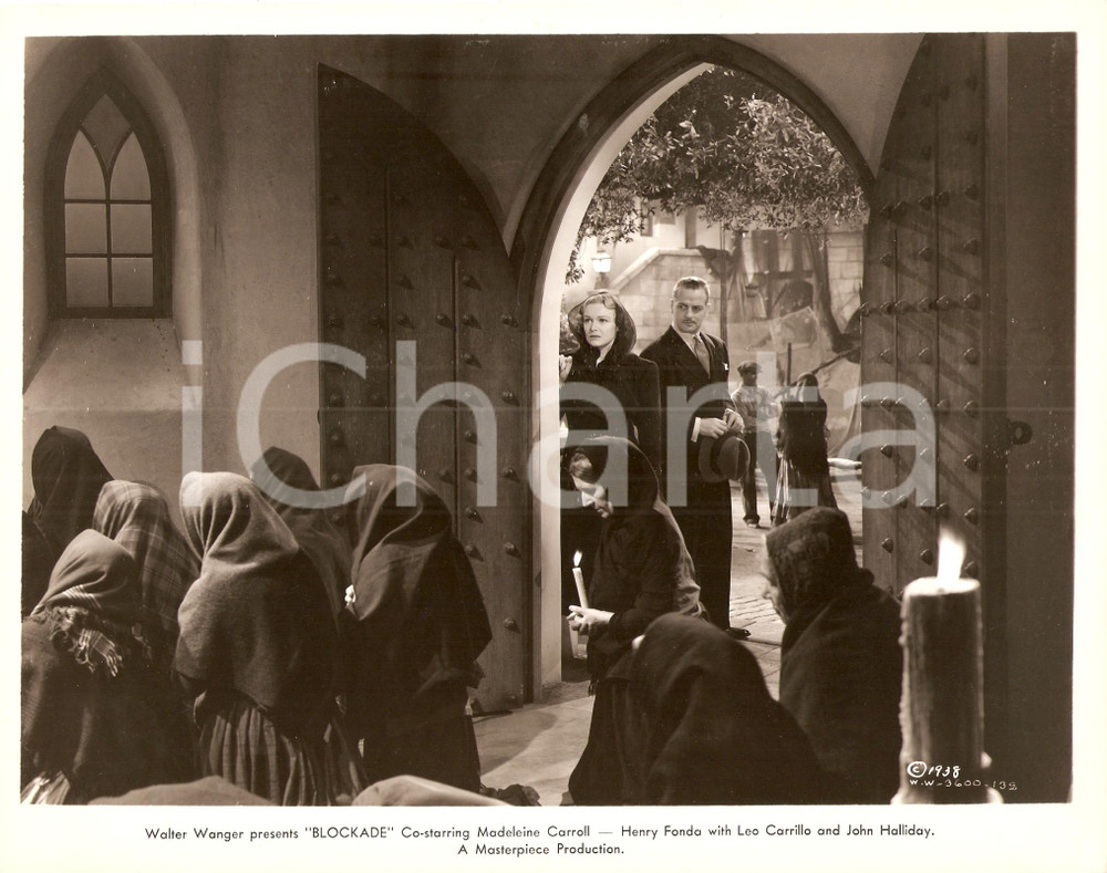 Fotografia d epoca originale 1938 BLOCKADE John HALLIDAY Madeleine CARROLL assistono a veglia funebre Foto 1