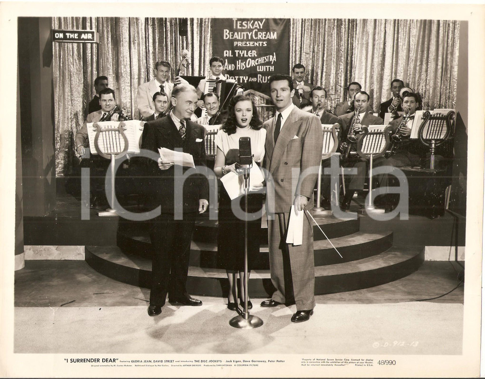 Fotografia d epoca originale 1948 I SURRENDER DEAR David STREET Gloria JEAN con orchestra Foto 25 x 20 cm 1