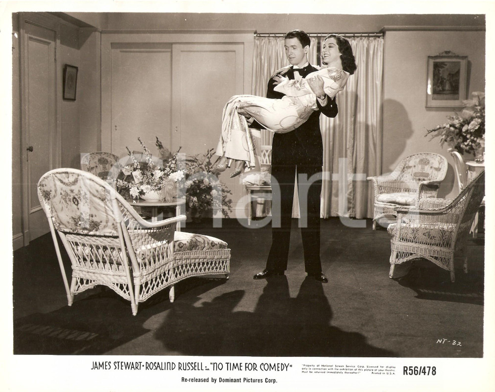 Fotografia d epoca originale 1940 NO TIME FOR COMEDY James STEWART prende in braccio Rosalind RUSSELL Foto 1