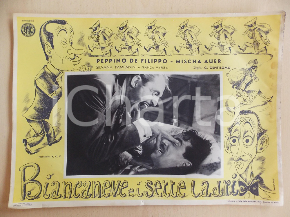 Materiale pubblicitario d’epoca 1949 BIANCANEVE E I SETTE LADRI Mischa AUER dita negli occhi Peppino DE FILIPPO 1