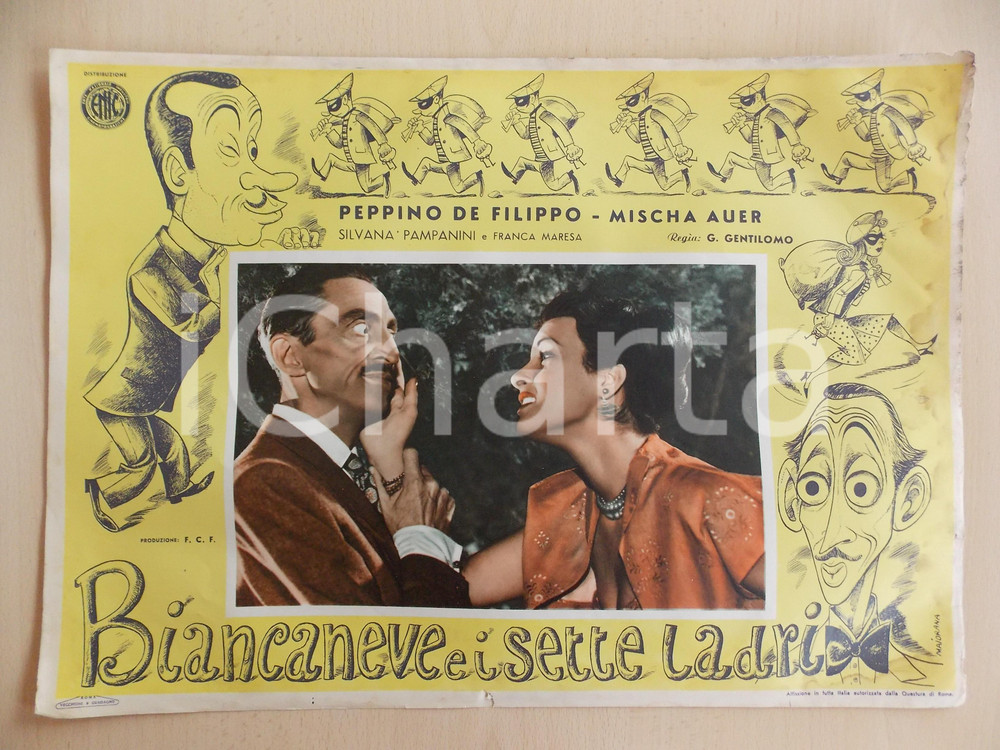 Materiale pubblicitario d’epoca 1949 BIANCANEVE E I SETTE LADRI Silvana PAMPANINI Mischa AUER Locandina 1