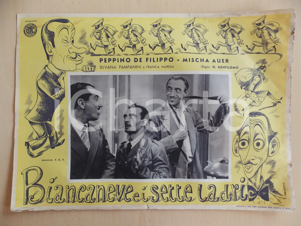 Materiale pubblicitario d’epoca 1949 BIANCANEVE E I SETTE LADRI Peppino DE FILIPPO Mischa AUER Locandina 1