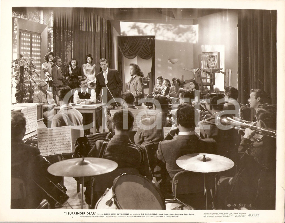 Fotografia d epoca originale 1948 I SURRENDER DEAR Gloria JEAN canta con orchestra Regia Arthur DREIFUSS Foto 1