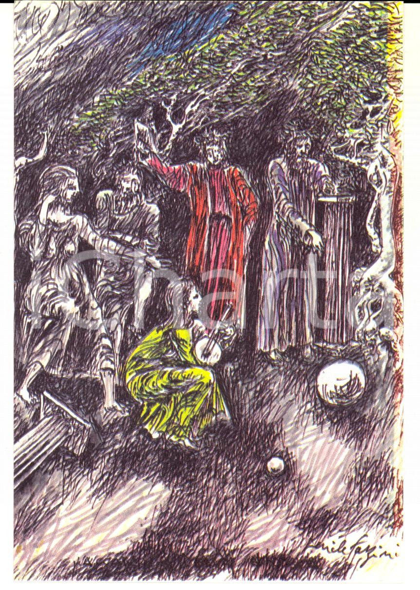 Cartolina originale da collezione 4/1983 Cartolina Pericle FAZZINI Accademia della Crusca Ed. numerata nÂ°122 1