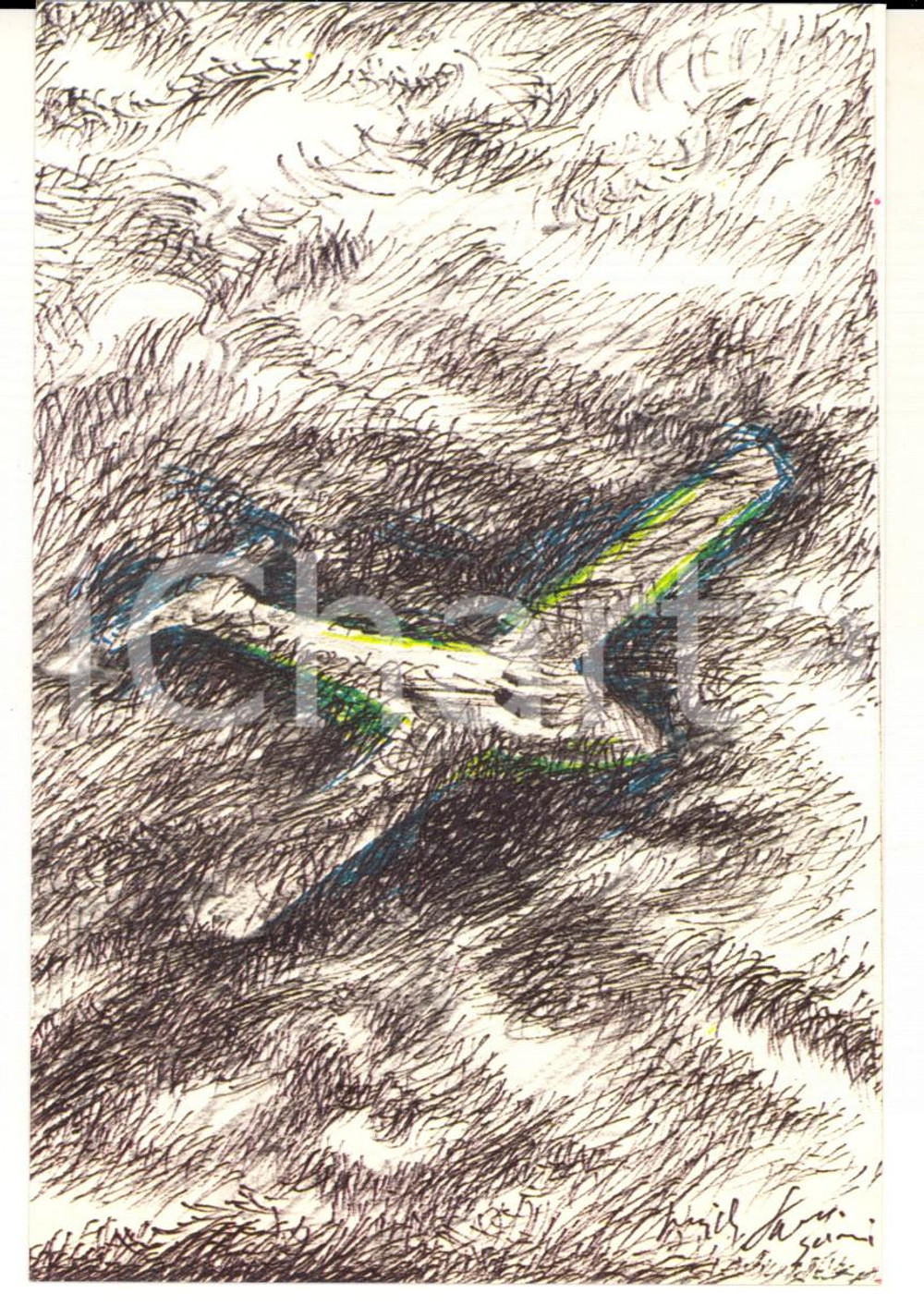 Cartolina originale da collezione 15/1983 Cartolina Pericle FAZZINI Costruzioni aeronautiche Ed. numerata nÂ°122 1